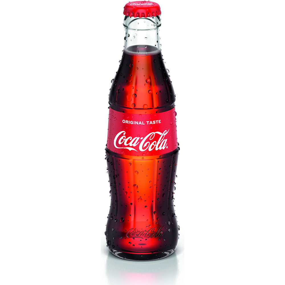 Coca-Cola Original in der 0,2-l-Glasflasche, Lagerartikel für Event, Messe, Büroanlieferung, Kanzlei und Konferenz in Frankfurt Innenstadt.