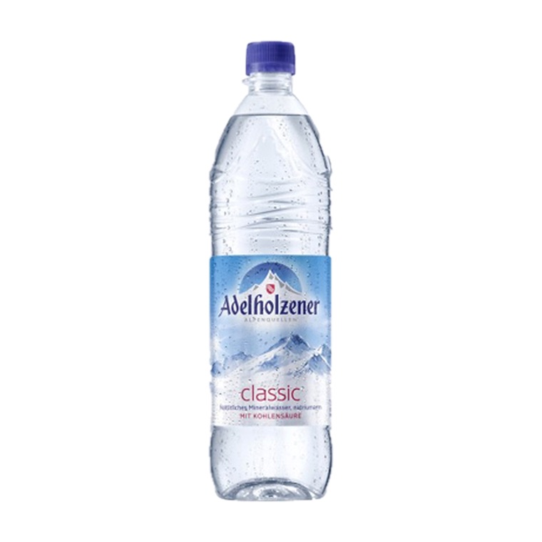 Adelholzener Classic, 12 x 1 l, Produktabbildung für Getränke-Lieferservice an Büros, Kanzleien, Meetings, Messen und Flughafenstandorte in Frankfurt.