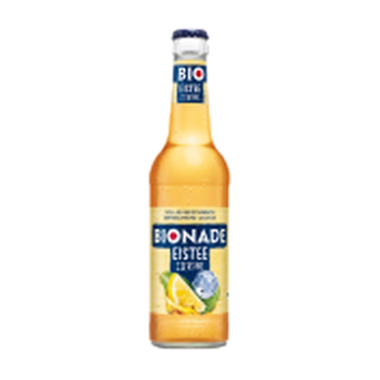 Bionade Eistee Zitrone, 11 x 0,33 l, Produktabbildung für Getränke-Lieferservice an Büros, Kanzleien, Meetings, Messen und Flughafenstandorte in Frankfurt.