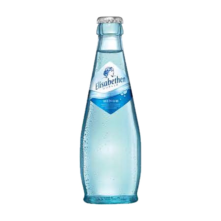 Elisabethenquelle Medium oder Naturell, 20 x 0,25 l, Produktabbildung für Getränke-Lieferservice an Büros, Kanzleien, Meetings, Messen und Flughafenstandorte in Frankfurt.