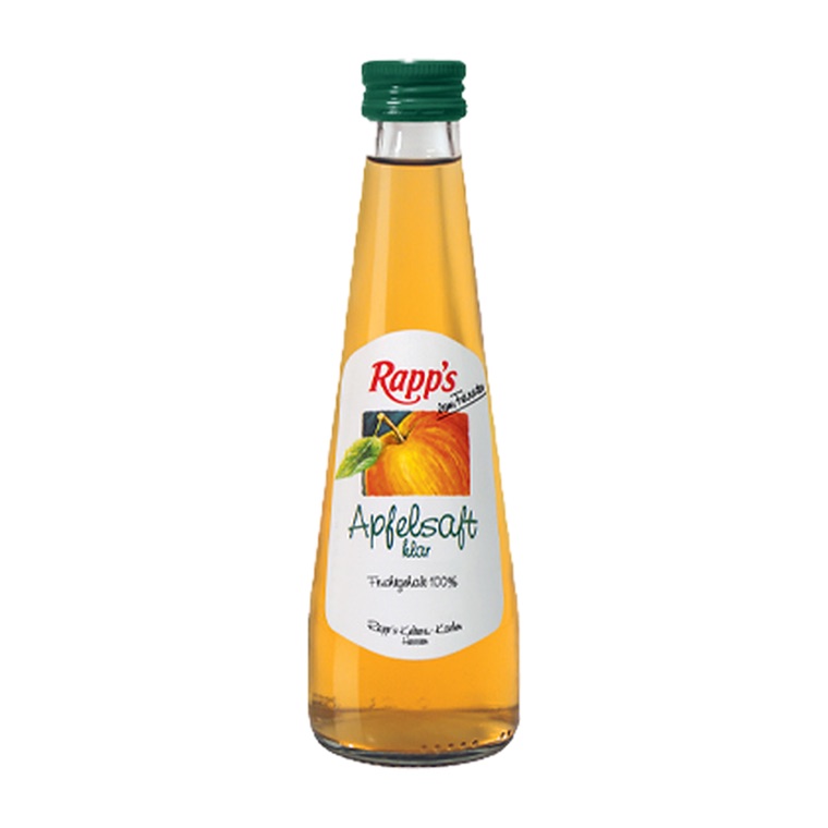 Rapps Apfelsaft, 24 x 0,2 l, Produktabbildung für Getränke-Lieferservice an Büros, Kanzleien, Meetings, Messen und Flughafenstandorte in Frankfurt.