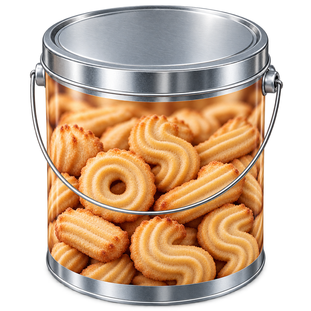 Spritzgebäck im 3-kg-Metalleimer für Meetings und Büroversorgung in Frankfurt.