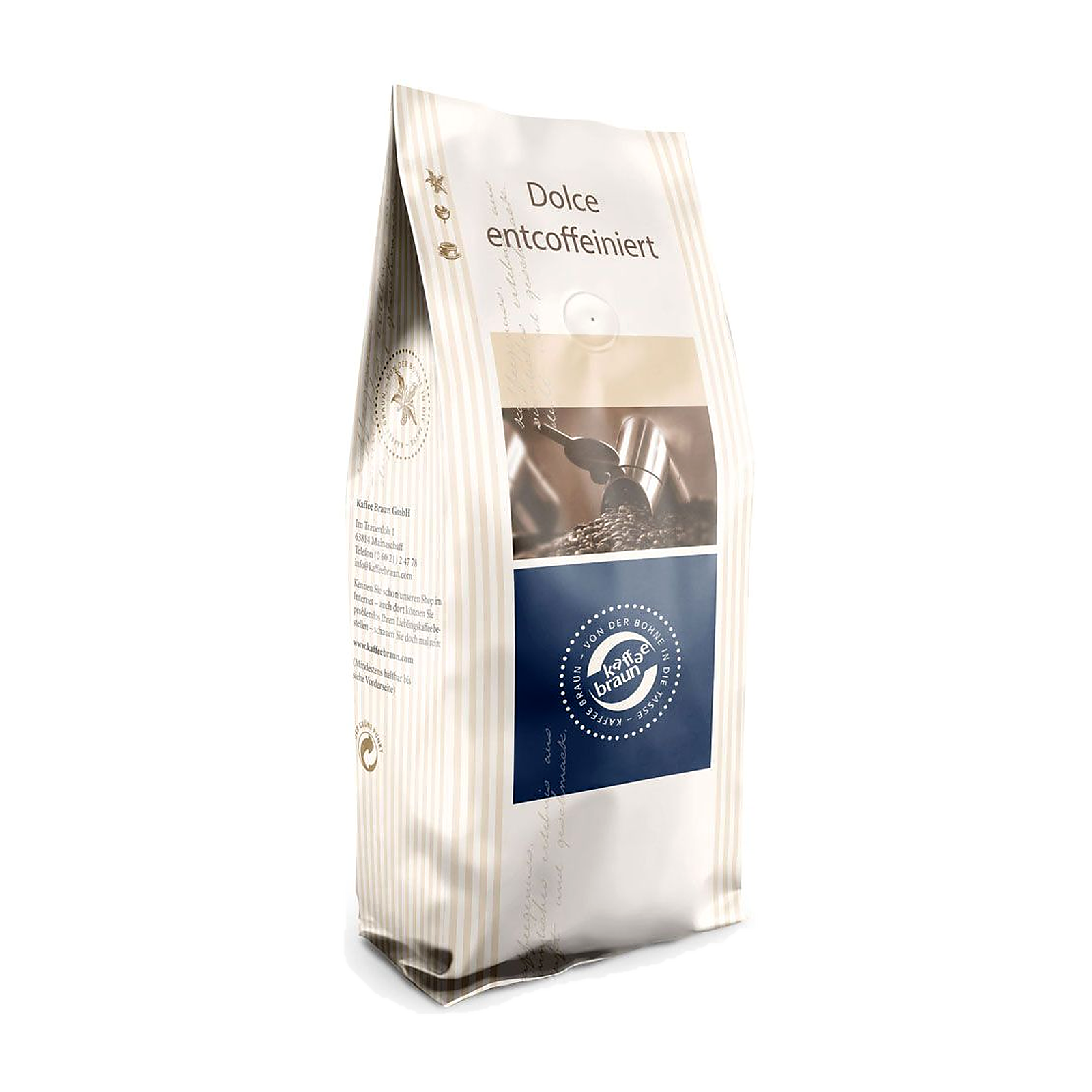 Espresso Dolce Koffeinfrei, 1000 g Ganze Bohne, Kaffee-Braun-Produkt für die Bürobelieferung von Getränke Grossmann in Frankfurt